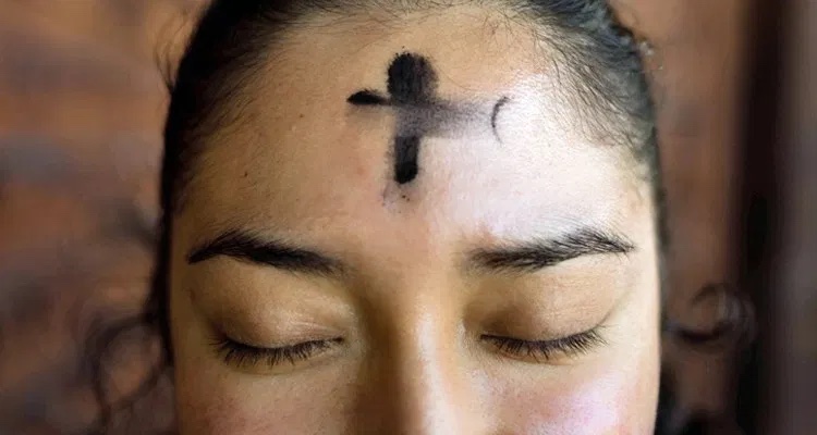 Ash Wednesday ash on forehead